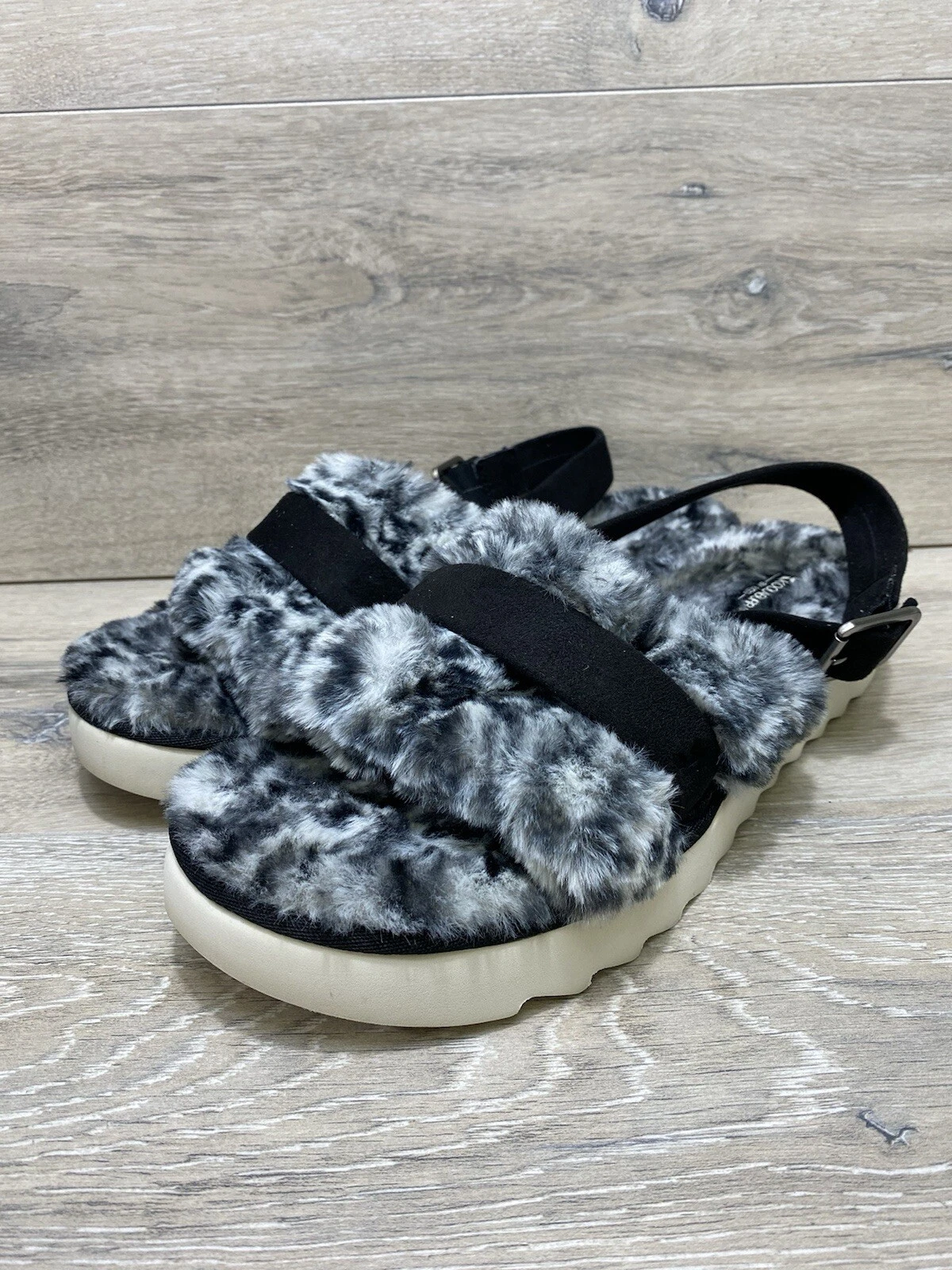 Sandali scorrevoli regolabili Koolaburra di UGG ghepardo nero bianco taglia 11