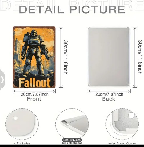 Arte de pared post-apocalíptico futurista retro de Fallout, NUEVO 12x8 - Imagen 2 de 2