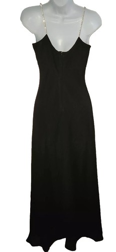 Vtg Jessica McClintock Gunne Sax Blk Maxi Dress Rhinestone Straps Sz 3/4 - Picture 8 of 17