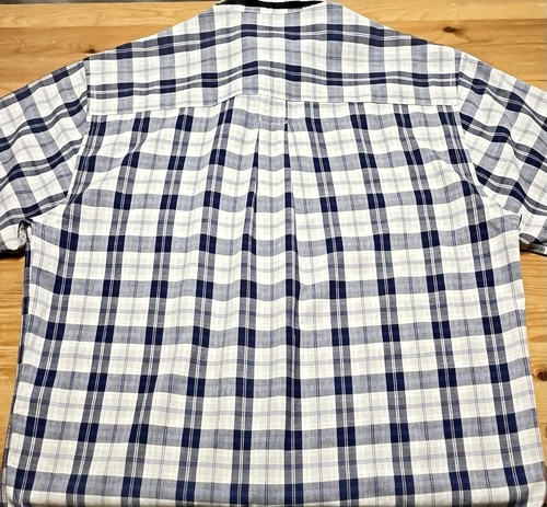 EDDIE BAUER Men's Large Blue Plaid Short Sleeve Button Down Shirt 100% Cotton - Picture 17 of 22