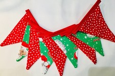 CATH KIDSTON HANDMADE BUNTING 2.1m CHRISTMAS GREEN SANTA & RED SPOTS RARE PRINT