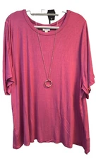 NEW LuLaRoe 3XL Solid Pink Slinky Ribbed Alli Basic Tee