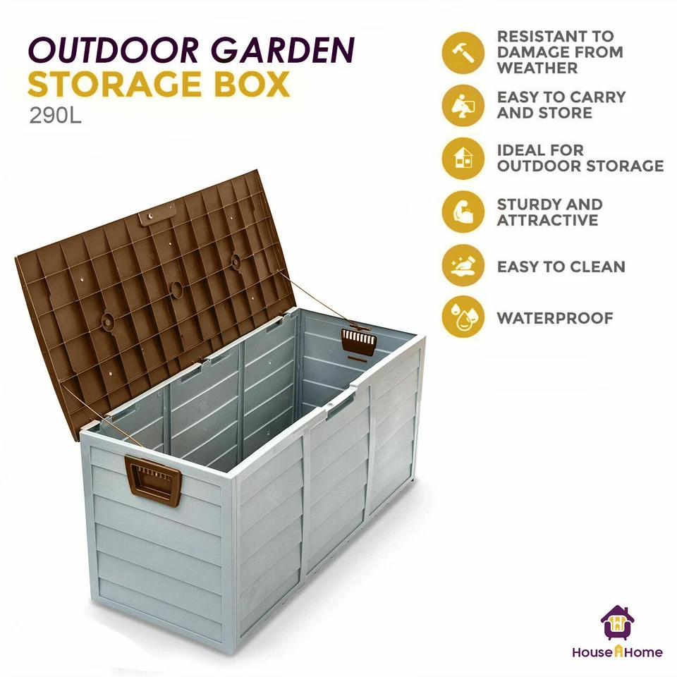 Outdoor Garden Storage Chest Cushion Box Waterproof 290L Waterproof Chest Shed - Image 2 of 4