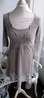 VERO MODA Hübsches Kleid/Longshirt Spitze Gr.S/36 hellbraun beige tailliert