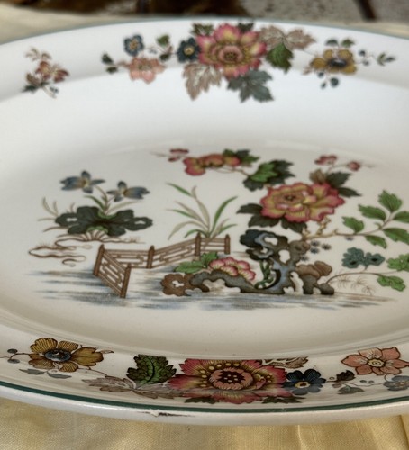 WEDGWOOD EASTERN FLOWERS PATTERN T.K.D. 426 13” OVAL SERVING PLATTER ENGLAND - 第 5/11 張圖片