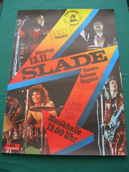 SLADE RARE ORIGINAL CONCERT "ALIVE TOUR" DEUTSCHLAND 1973 POSTER LIKE NEW - GLAM