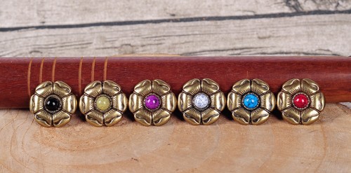 6X 1-1/8" 6 COLORS TURQUOISE VINTAGE COPPER ROSE LEATHERCRAFT CONCHOS SCREWBACK - Picture 2 of 12
