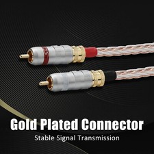 Pair OCC Pure Copper RCA Cable Gold Plated Pl...