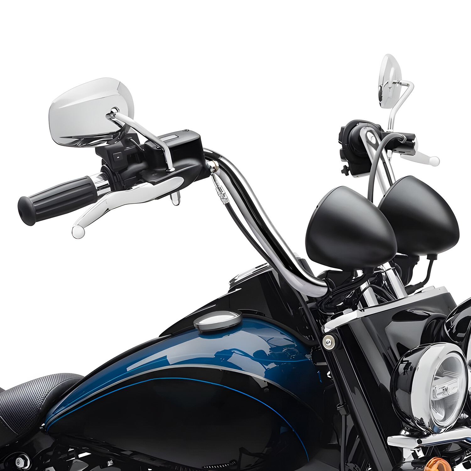 Motor Spiegels Voor Harley Davidson Softail Standaard FXST Motorfiets Flaming Zijspiegels Glide Electra Road Custom Touring Spiegel Voor Motor(Silver