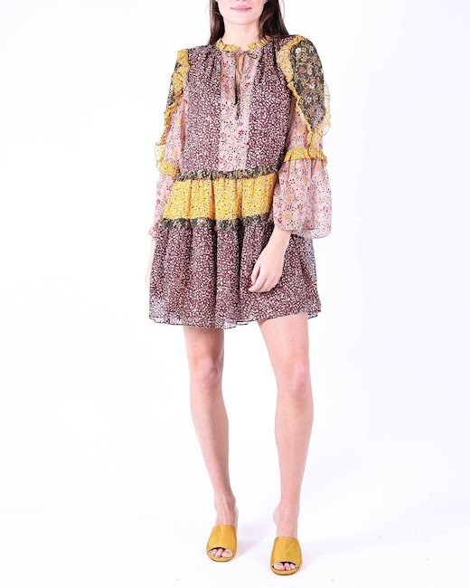 ワンピース ULLA JOHNSON Woman Dress Multicolor PS250126 PORCELAIN Ulla Johnson Multicolor Floral Essie Tiered Mini Dress Size