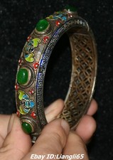 Old China Silber Inlay Türkis Fledermaus Fengshui Exorzismus Armband Schmuck
