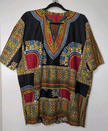 Beautiful Ankara Dashiki Shirt Great Colors NWOT Cotton Size L