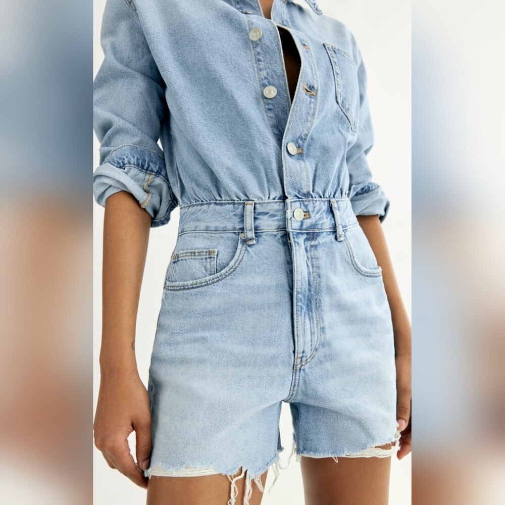 Oversized Denim Zara Denim Jumpsuit Womens ZARA SHORT DENIM