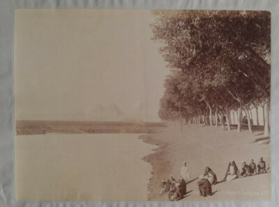 Pyramids Giza Nile Albumen Sepia Photo Egypt by Lékégian 1880s -1890s