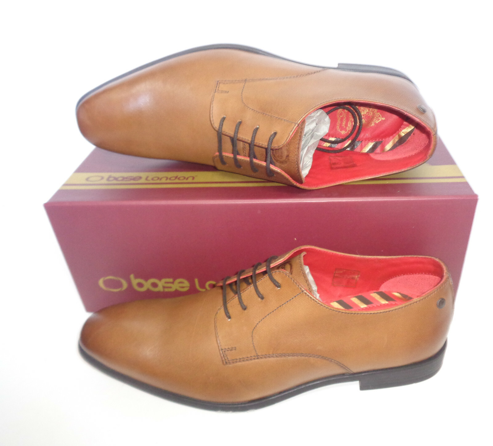 Base London Mens Tan Leather Casual 