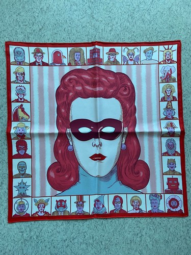 Foulard Carré Gavroche En Soie Kookaï – Motif Glaces Rose – Vintage – FO273