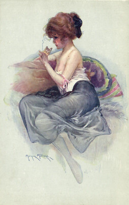 PC ARTIST SIGNED, M. MILLIÉRE, RISQUE, SOURIRES PARIS, Vintage Postcard (b50738)