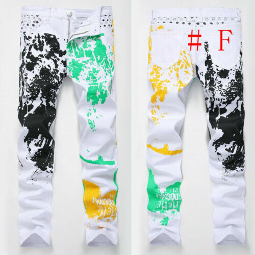 Jeans American Flag Printing Pant Skinny Jeans Slim Fit Denim Hose Herren Stretchig - Bild 14 von 67