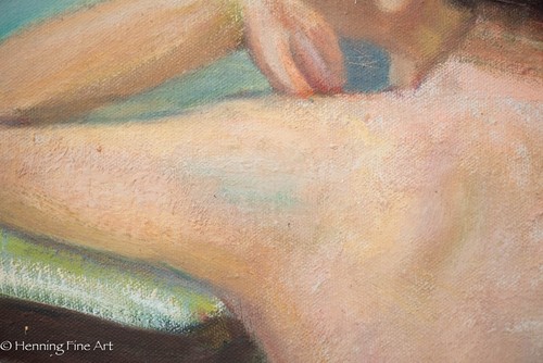 Hermosa pintura al óleo femenina retrato, lindo y contemplativo - Imagen 6 de 9