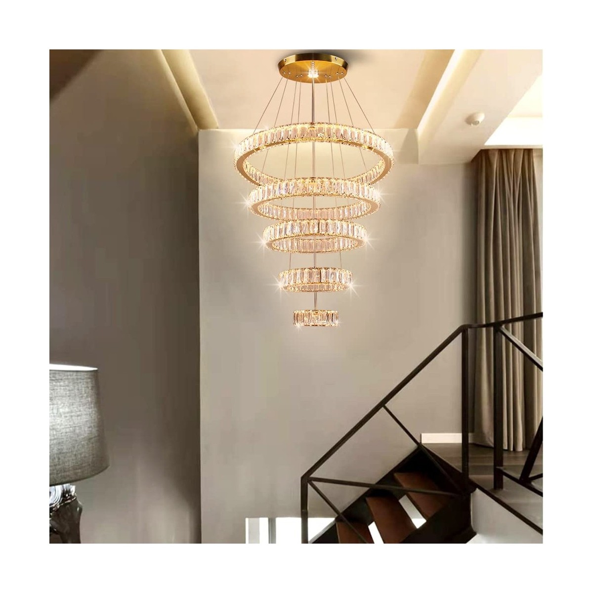 chiconun13-15 5-Light Crystal Ceiling Light Fixture, Flush Mount