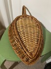 Vintage Woven Wicker Leaf-Shaped Shallow Basket with Handle — photo 4
