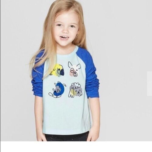 NWT Girls Size 18M Cat & Jack Long Sleeve T-Shirt Crew Neck Aqua Tee Unisex
