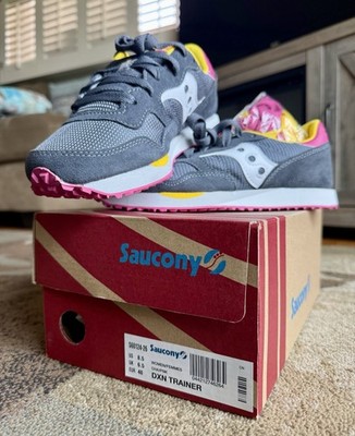 Women s Saucony DXN Trainer Sneakers Charcoal/Pink Size 8.5 BRAND NEW/NEVER WORN