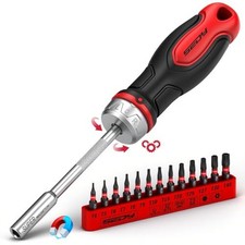 14-Piece 1/4″ Magnetic Ratcheting Screwdriver Bit 14 PCS Ratcheting + Torx Bits