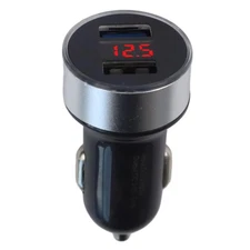 Dual USB Port Car Charger with Aluminum Alloy Rim LED Display 31A Output
