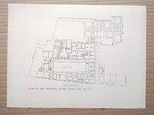 Plan of the Treasury, Whitehall, in 1793, London - Antique Print - 1931