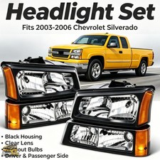 For Chevrolet Silverado 1500 2500hd 2003-2006 Black Headlights Bumper Light