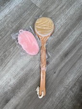 16 Inch Long - Shower Brush Bristle with Long Handle for Cleansing Skin