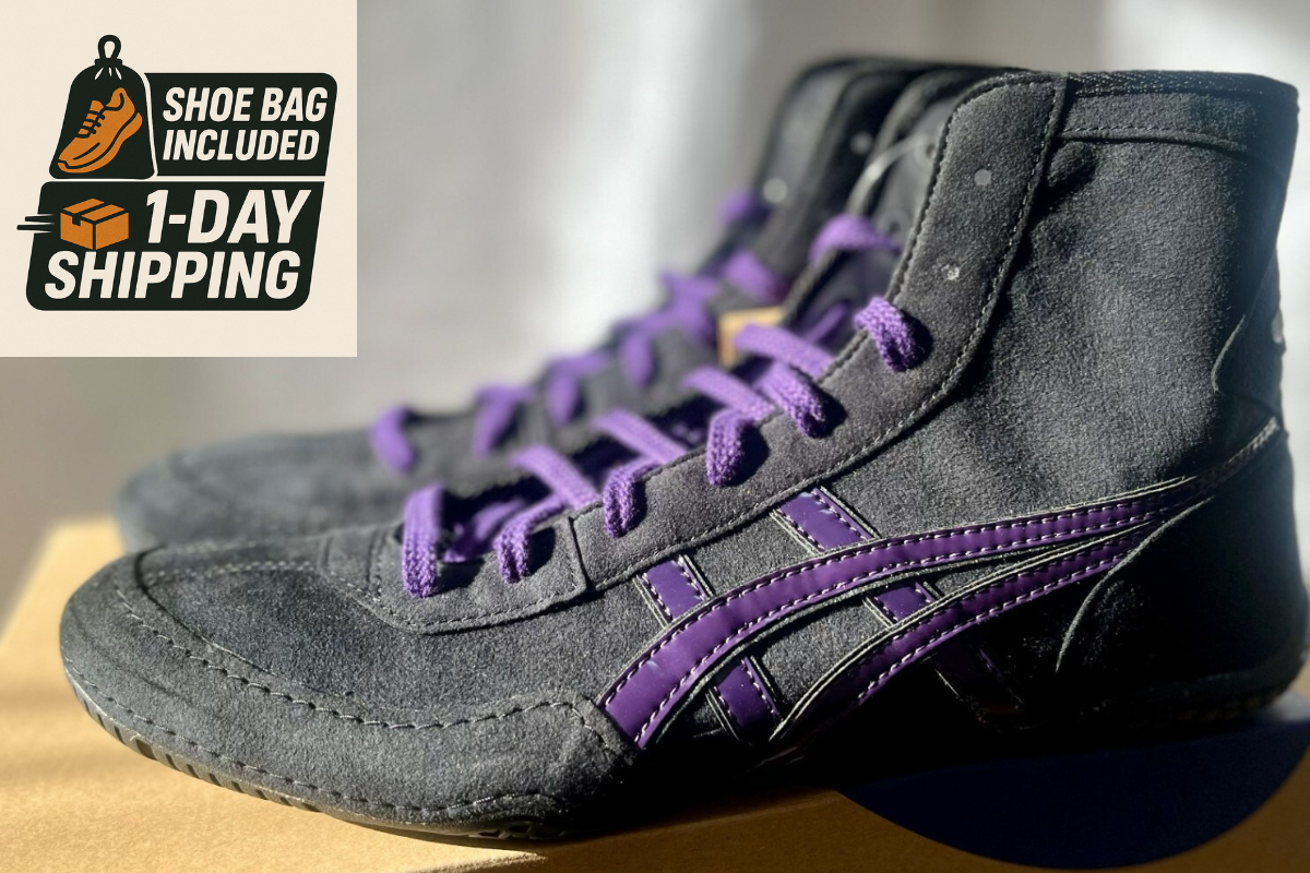 Opt Laces Purple : Asics Wrestling Shoes EX-EO 1083A001 Black x