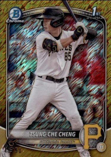 2025 Bowman Tsung-Che Cheng #BCP-95 Pittsburgh Pirates chrome gold shimmer /50