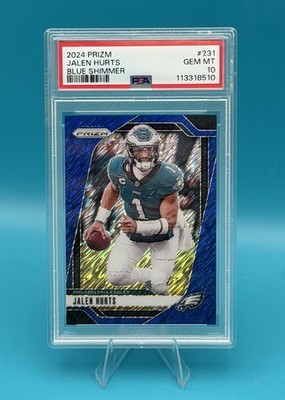 Jalen Hurts 2024 Panini Prizm Blue Shimmer 💎 PSA 10 💎 GEM MT #231 Eagles /25