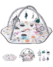 VEVOR Baby Play Gym Mat Tummy Time Activity Mat with 6Sensory Toys 41.7" x 41.7"