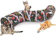 Cat Tunnel, Cat Tunnels for Indoor Cats, S-Shape Cats Cave with Cat Toys, Foldab
