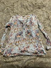Lucky Brand Sheer Flowing Peasant Blouse, Size XS, Super Cute!