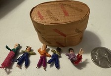 Guatemalan Worry Dolls in Rustic Wooden Box Set of 5