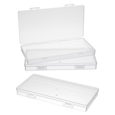 Best 3pcs Mini Plastic Storage Box with Hinged Lid 6.5x3.3in Clear Rectangle