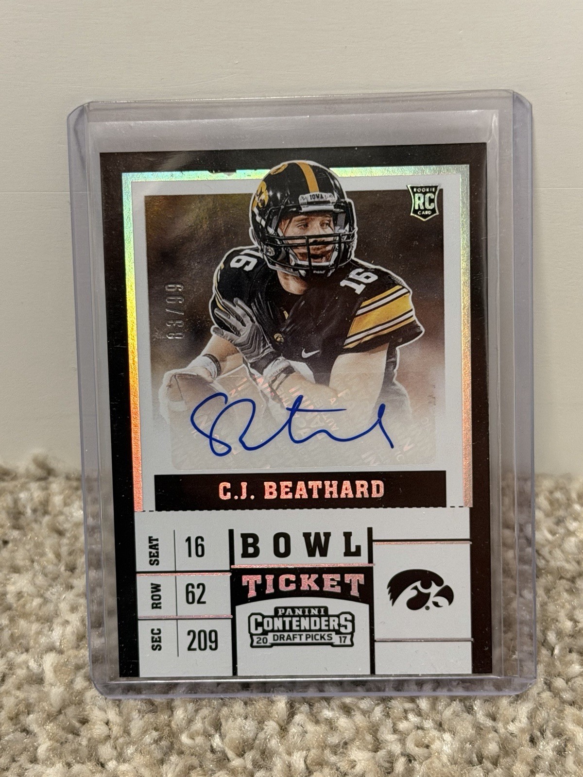 CJ Beathard Panini Contenders Draft Picks #140 Autograph-Bowl Ticket