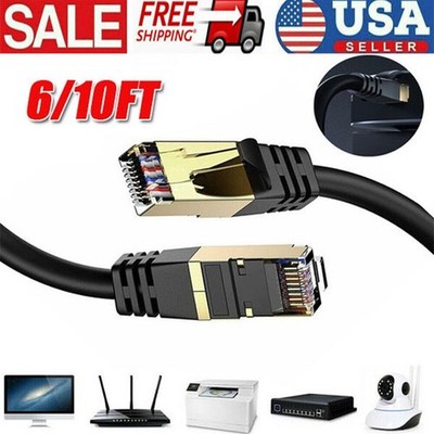 Cat 8 Ethernet RJ45 Cable Super Speed 40Gbps Patch LAN Network Gold Plated Lot