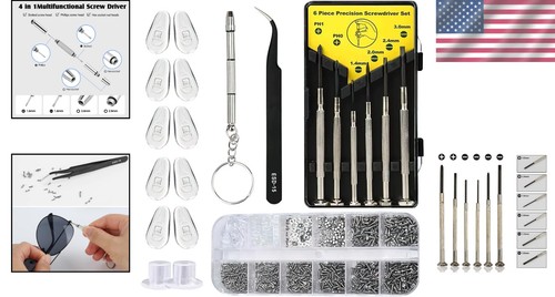 Kit de herramientas de reparación de gafas compacto - 1100 piezas con destornilladores, pinzas y más - Imagen 2 de 9