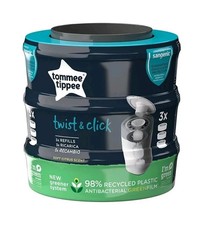 9 x tommee tippee Twist and Click Advanced Nappy Bin Refill Cassettes Sangenic