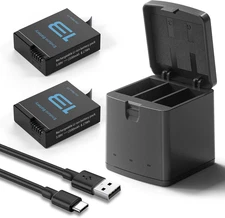 2 baterias 2100Mah para Gopro Hero 13 con cargador triple para camara negra