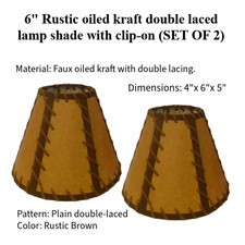 6" RUSTIC DOUBLE LACED CLIP-ON LAMPSHADE SET OF 2 