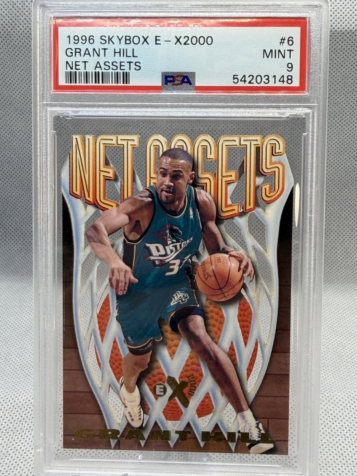 1996 SKYBOX E-X2000 NET ASSETS #6 GRANT HILL PSA 9 HOF