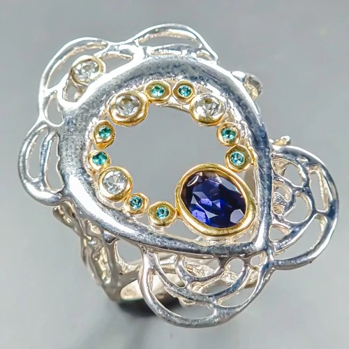 Jewellery Natural Iolite Ring 925 Sterling Silver Size 9 /R440201