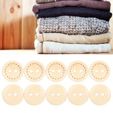 100 Pcs Wooden Buttons Circular Wood Color DIY Accessory Sewing 2-Holes