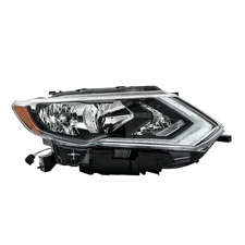 Passenger Side For 2017 2018-19 Nissan Rogue Headlight Halogen Chrome w/LED DRL